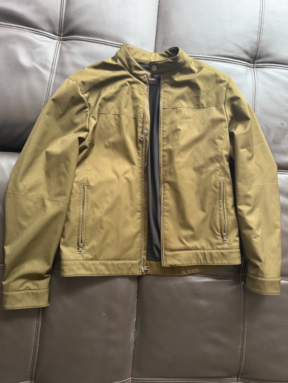 Michael Kors Olive Green Lightweight Zip-Front Jacket